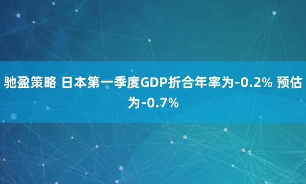 驰盈策略 日本第一季度GDP折合年率为-0.2% 预估为-0.7%